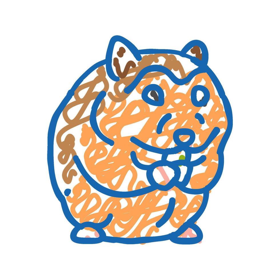 hamster with food pet icon doodle illustration vector