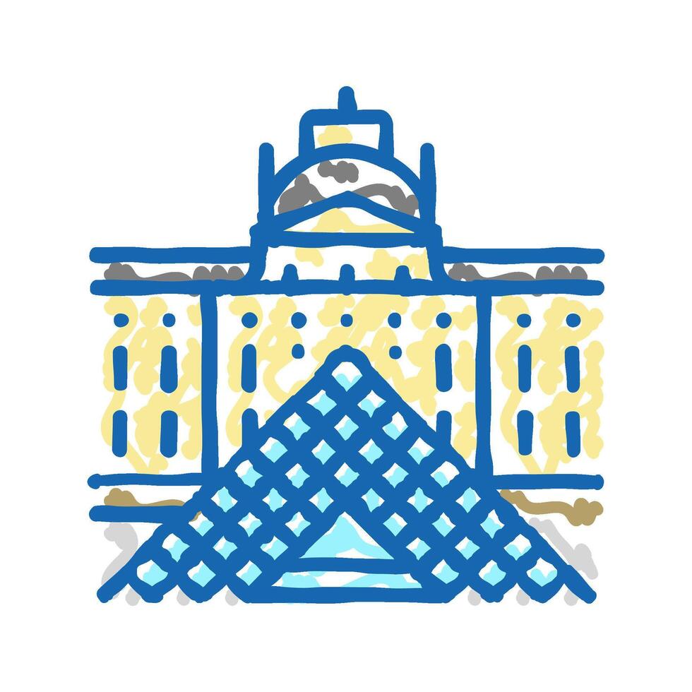 louvre france museum icon doodle illustration vector