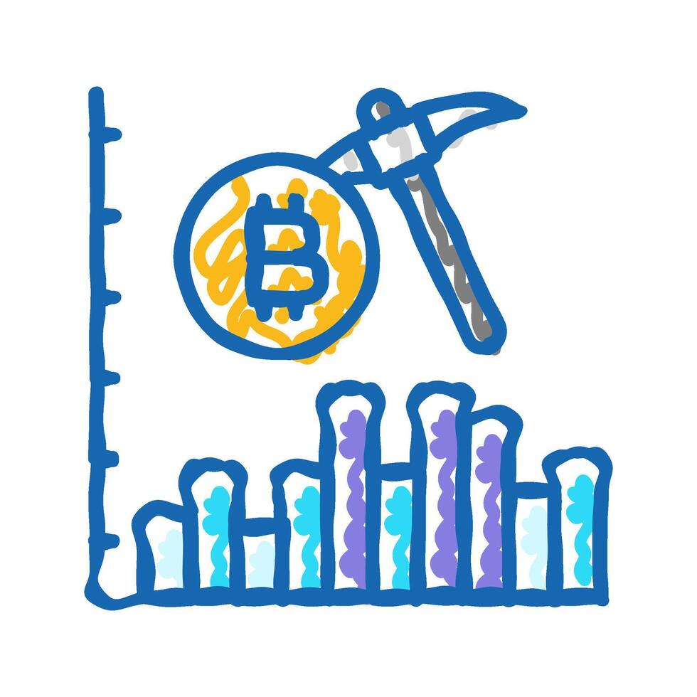 cryptocurrency token cryptocurrency mining icon doodle illustration vector