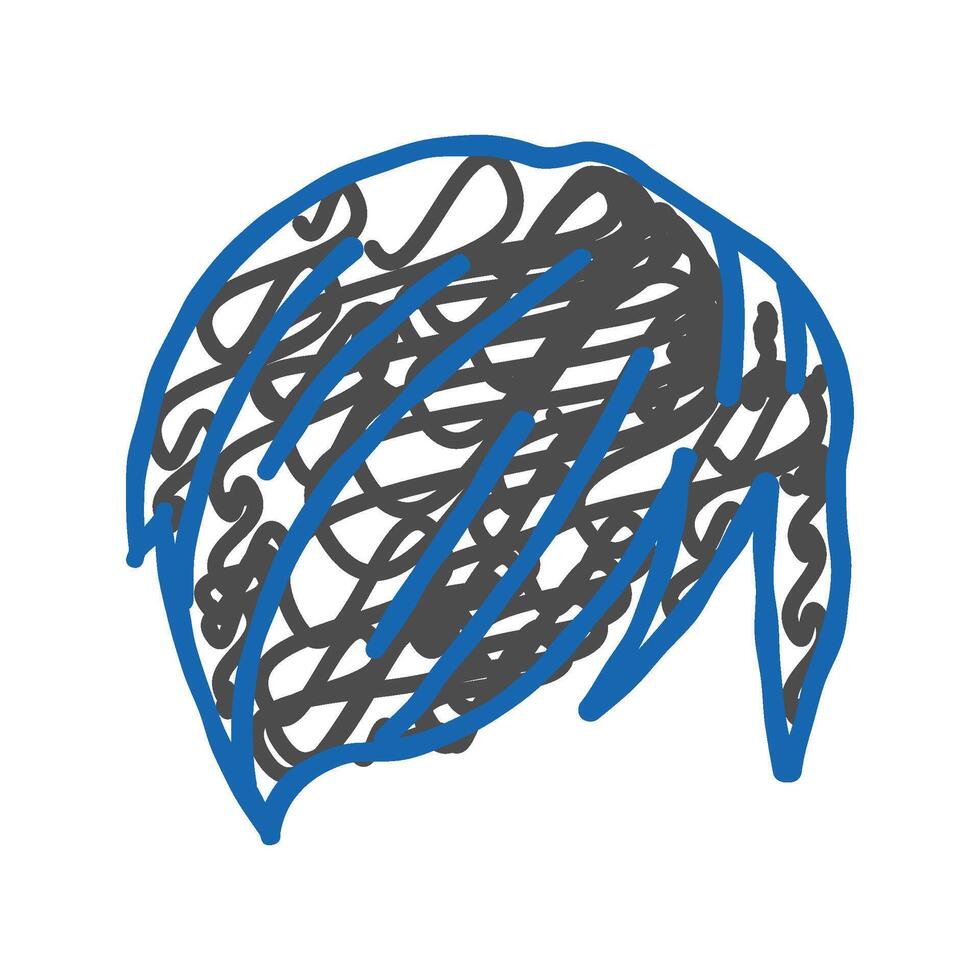 side swept bangs emo icon doodle illustration vector