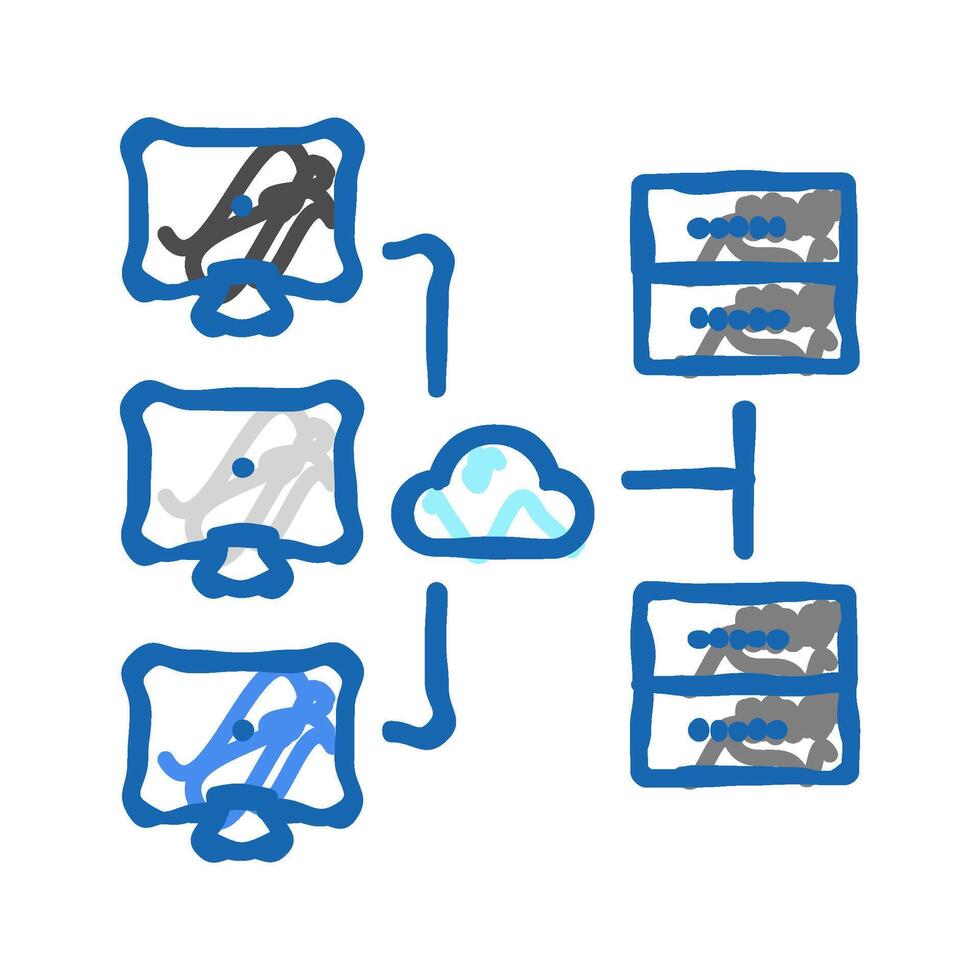 network configuration repair computer icon doodle illustration vector
