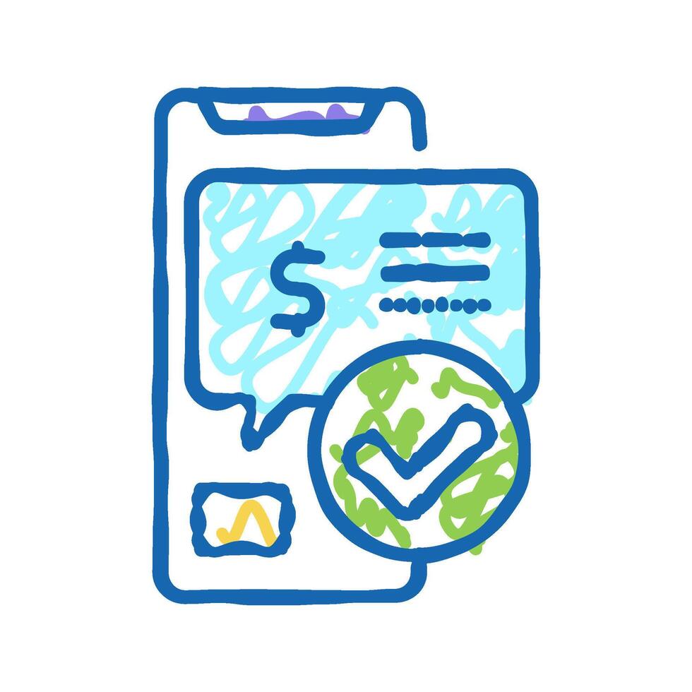 message approved payment icon doodle illustration vector