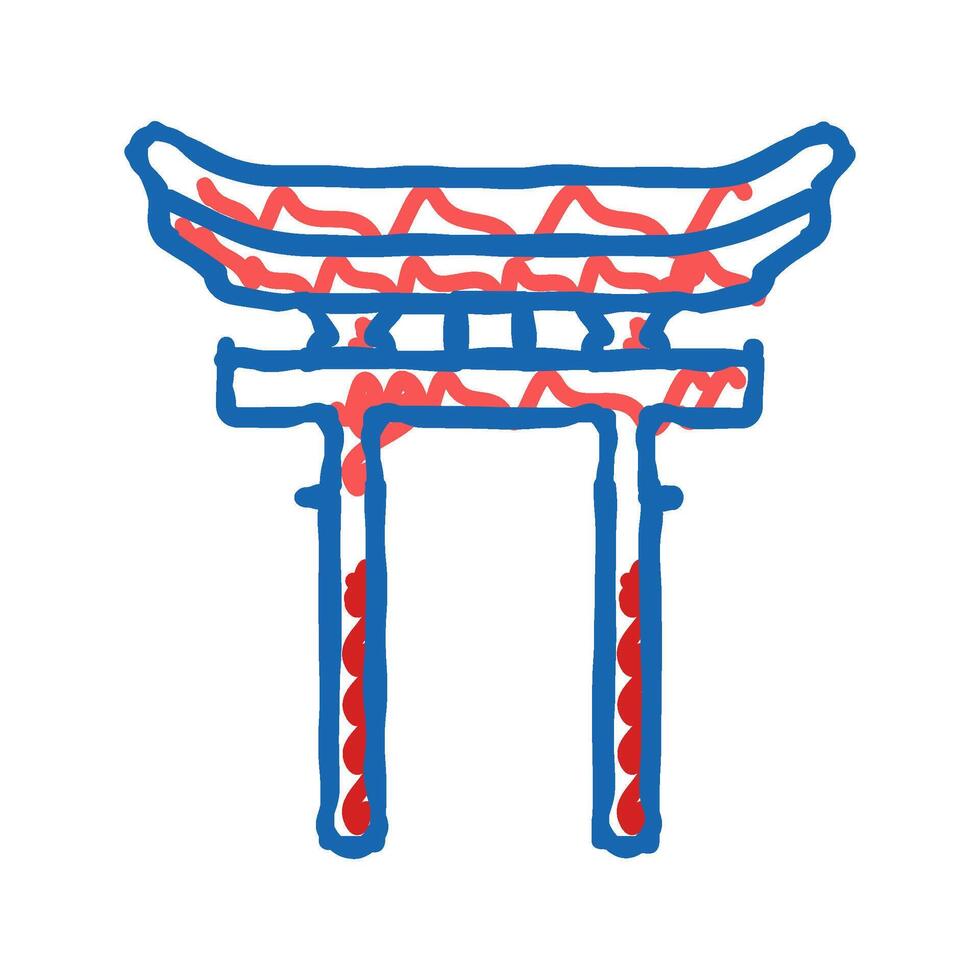 shinto religion icon doodle illustration vector