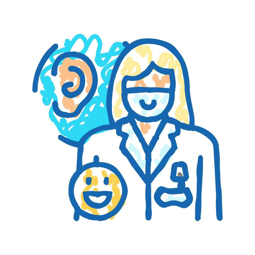 pediatric audiologist doctor icon doodle illustration vector