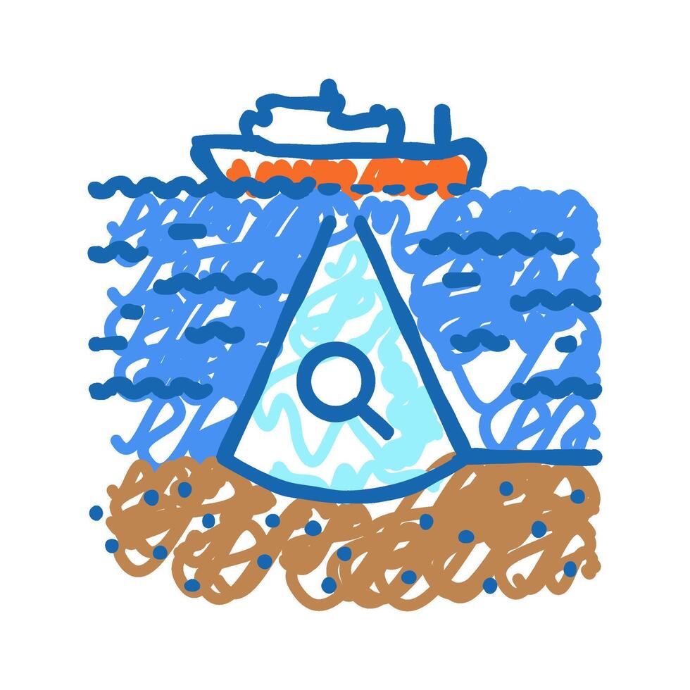 seabed survey petroleum engineer icon doodle illustration vector