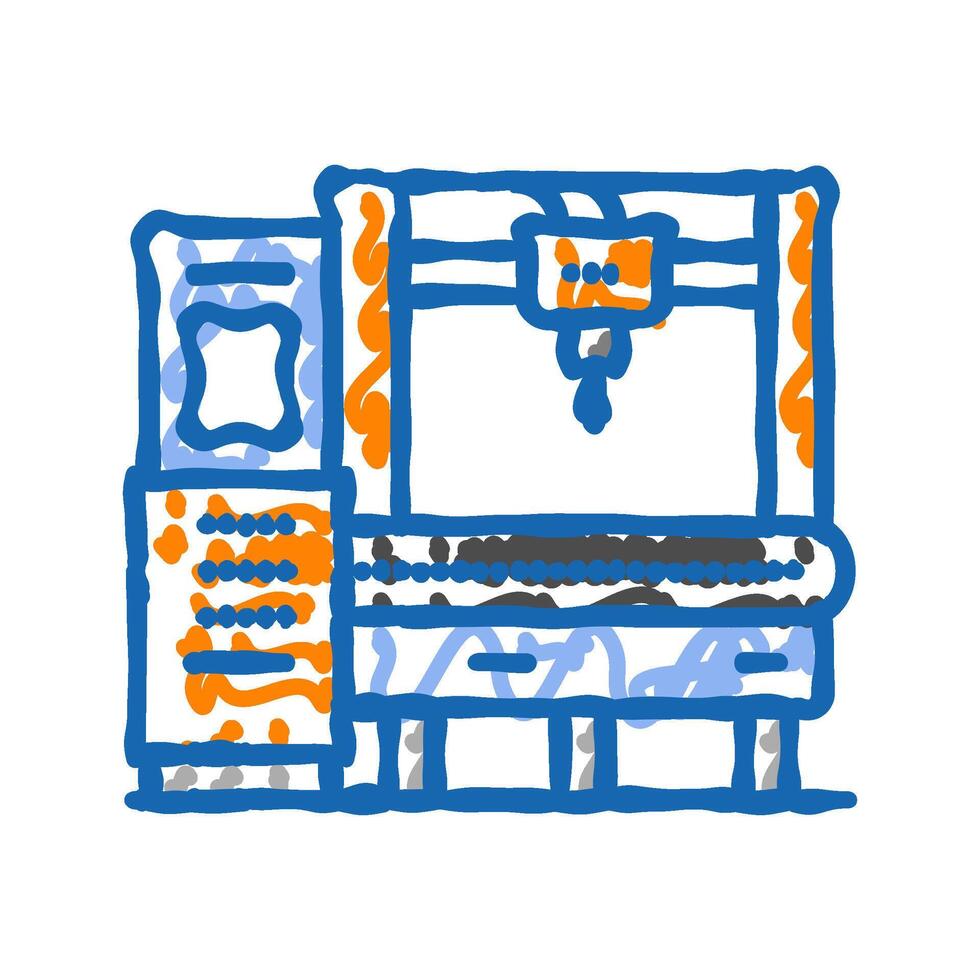 cnc machine manufacturing engineer icon doodle illustration vector