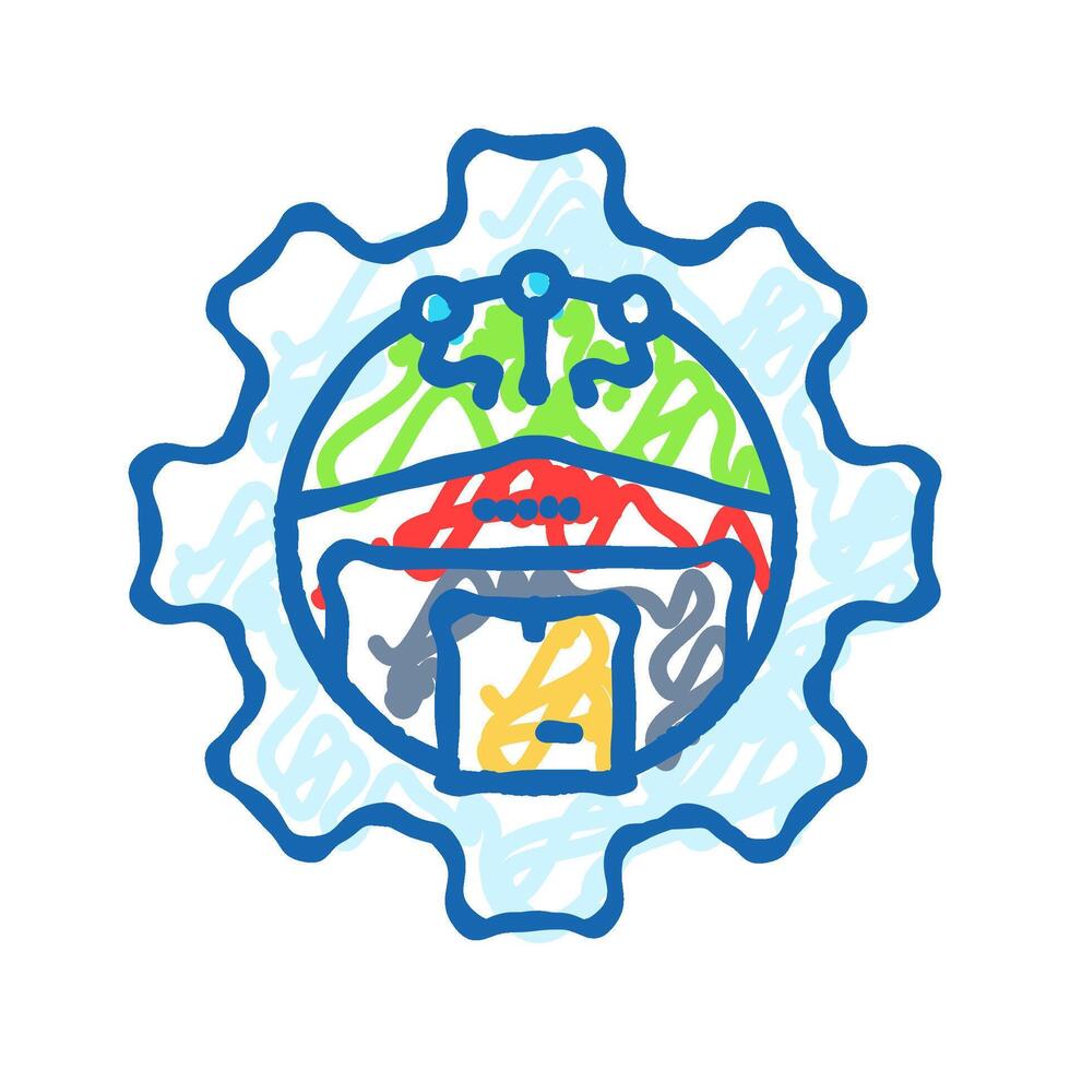 warehouse organization logistic manager icon doodle illustration vector