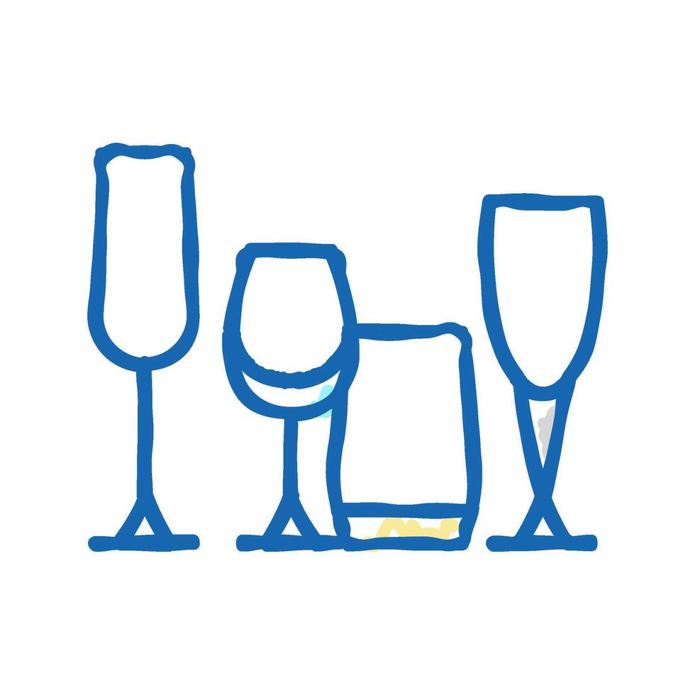 drinkware set icon doodle illustration vector