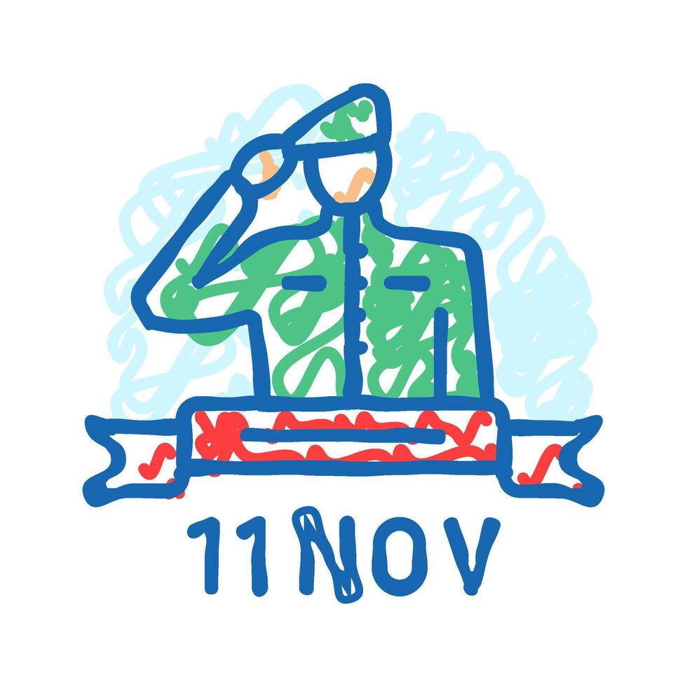 veterans day usa holiday icon doodle illustration vector