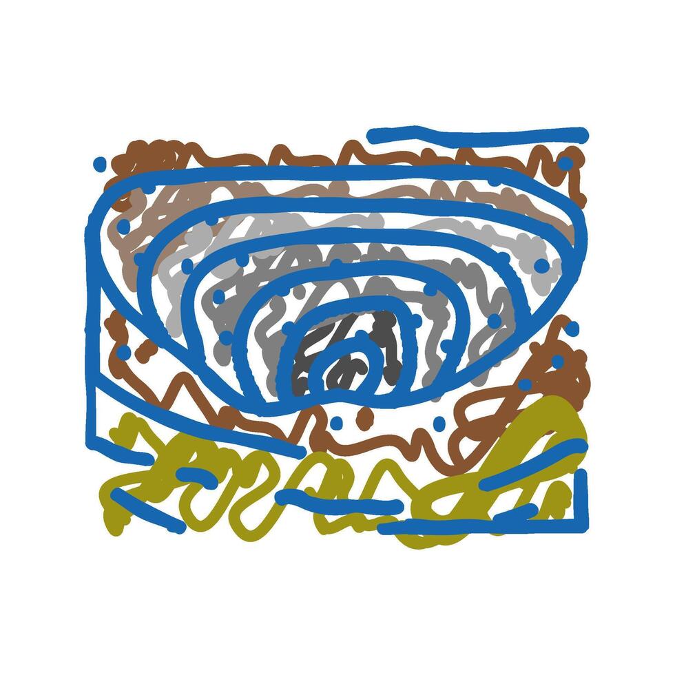 open pit mining copper production icon doodle illustration vector