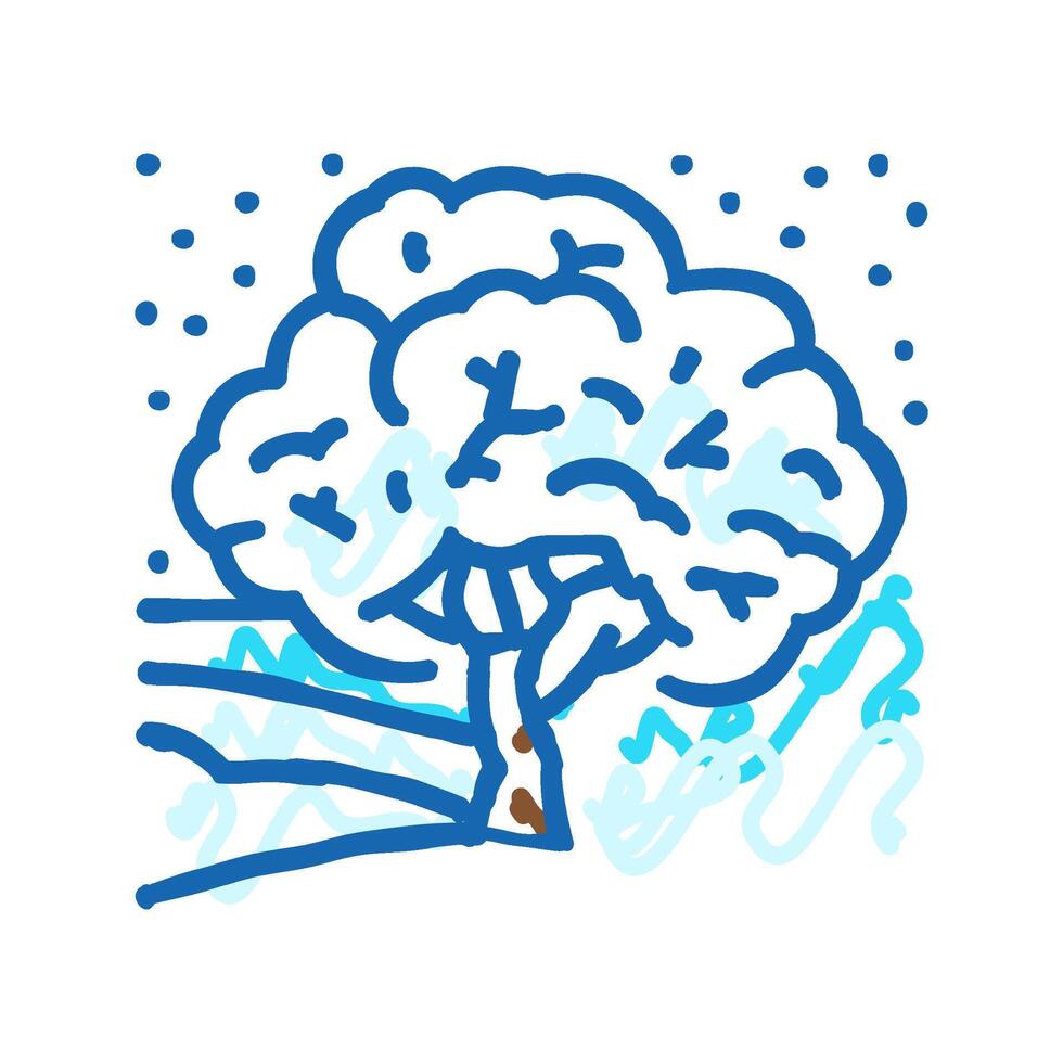 snow covered tree winter season icon doodle illustration vector