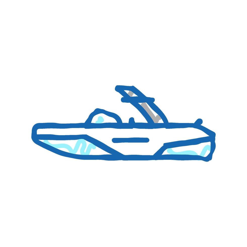 wakeboard ski boat icon doodle illustration vector