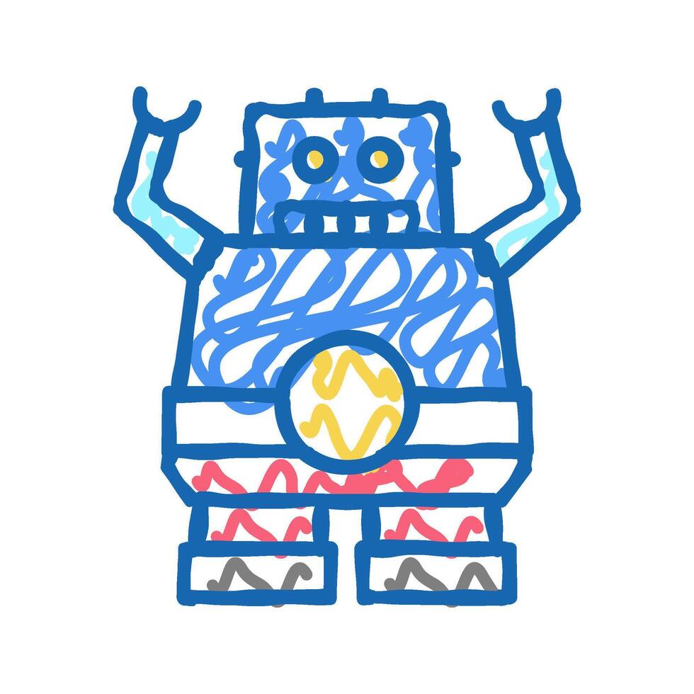 robotic geek icon doodle illustration sign vector