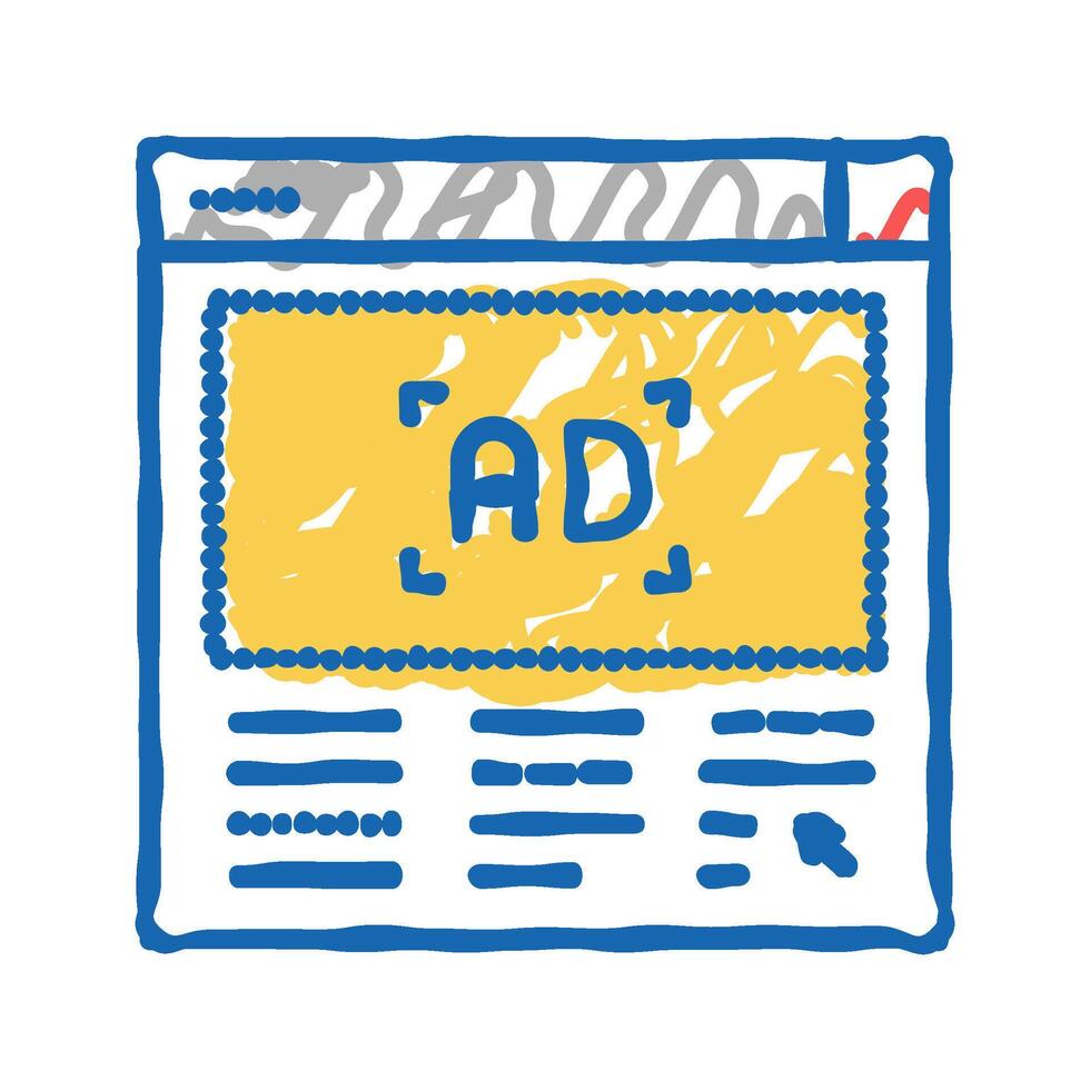 ad banner on website icon doodle illustration vector