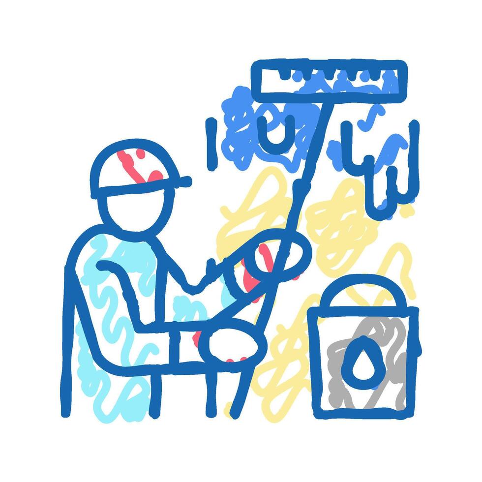 painter painting wall icon doodle illustration vector