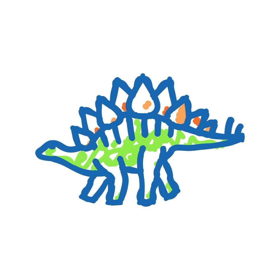 stegosaurus dinosaur animal icon doodle illustration vector