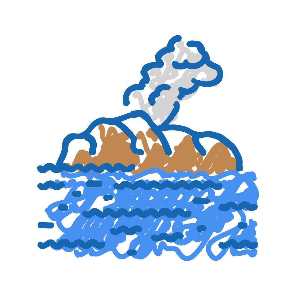 island volcano icon doodle illustration vector