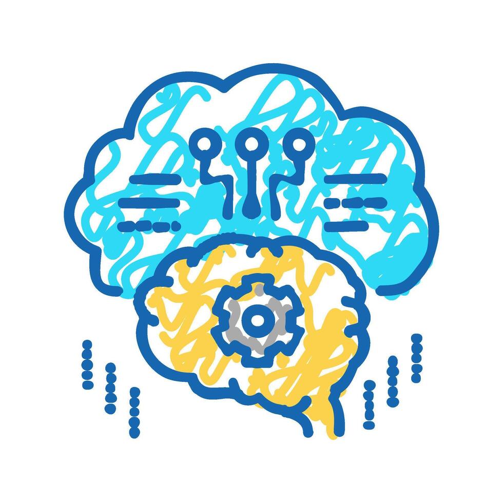 thinking system icon doodle illustration vector