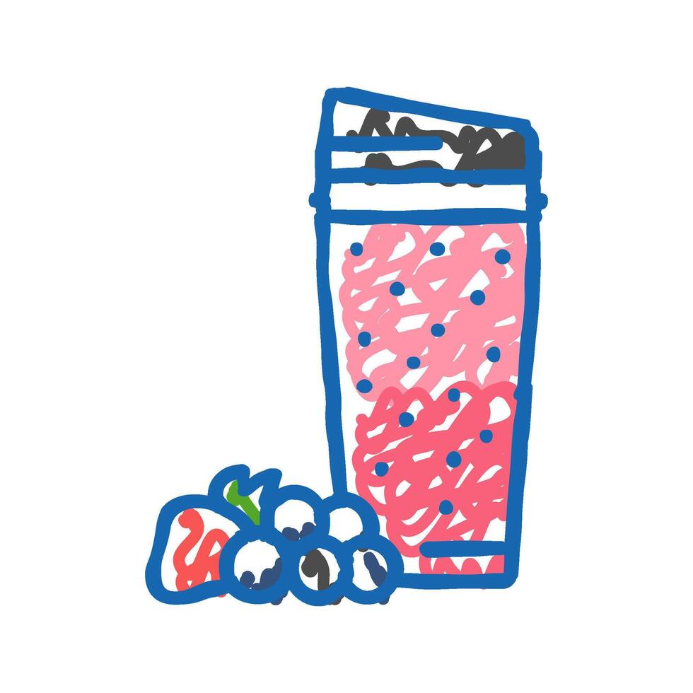 berry smoothie fruit juice food icon doodle illustration vector
