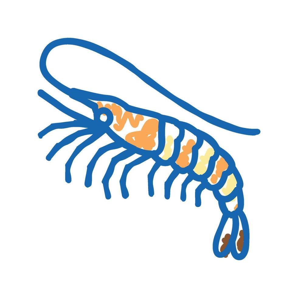 white leg shrimp icon doodle illustration vector