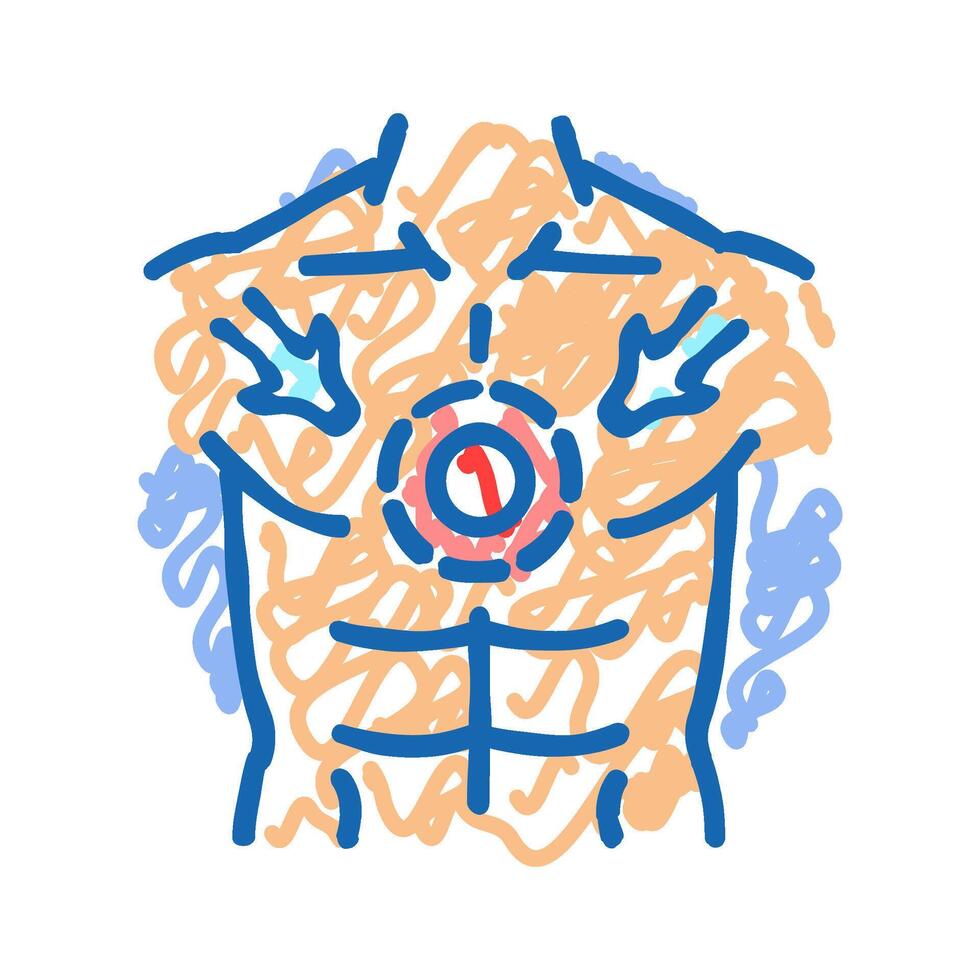 chest tightness disease symptom icon doodle illustration vector