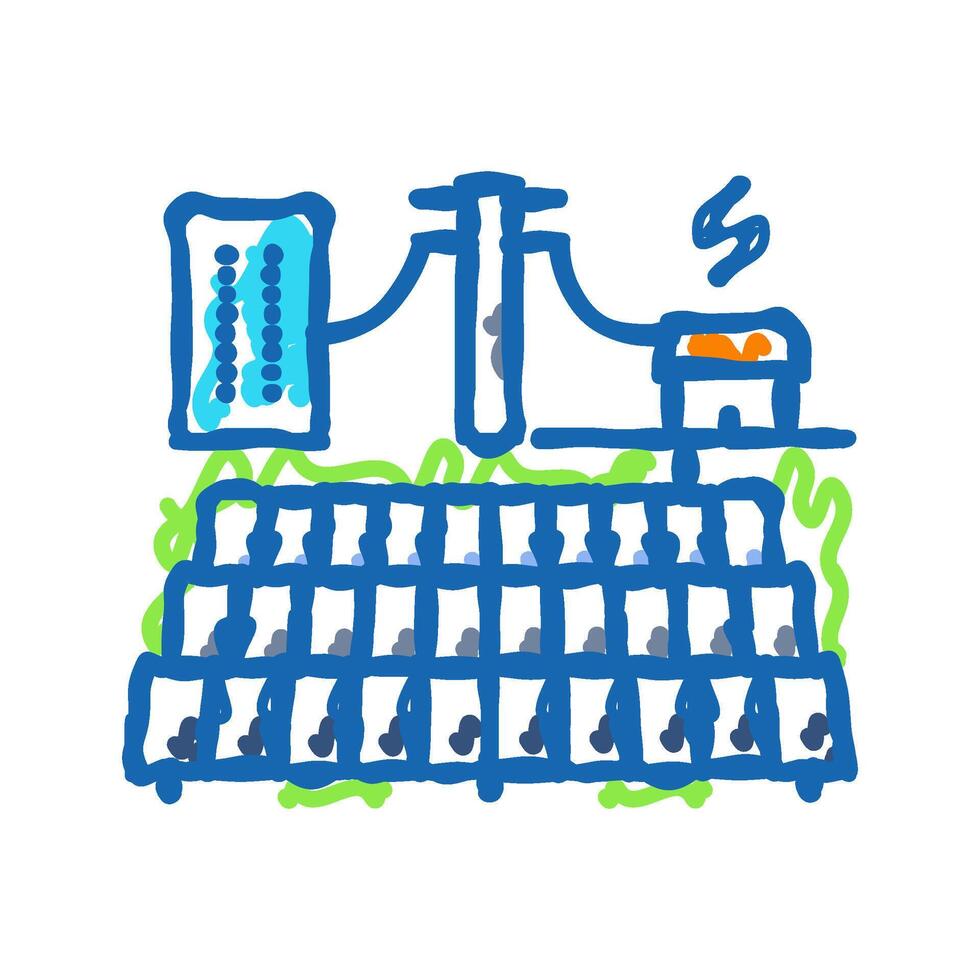 grid integration solar panel icon doodle illustration vector
