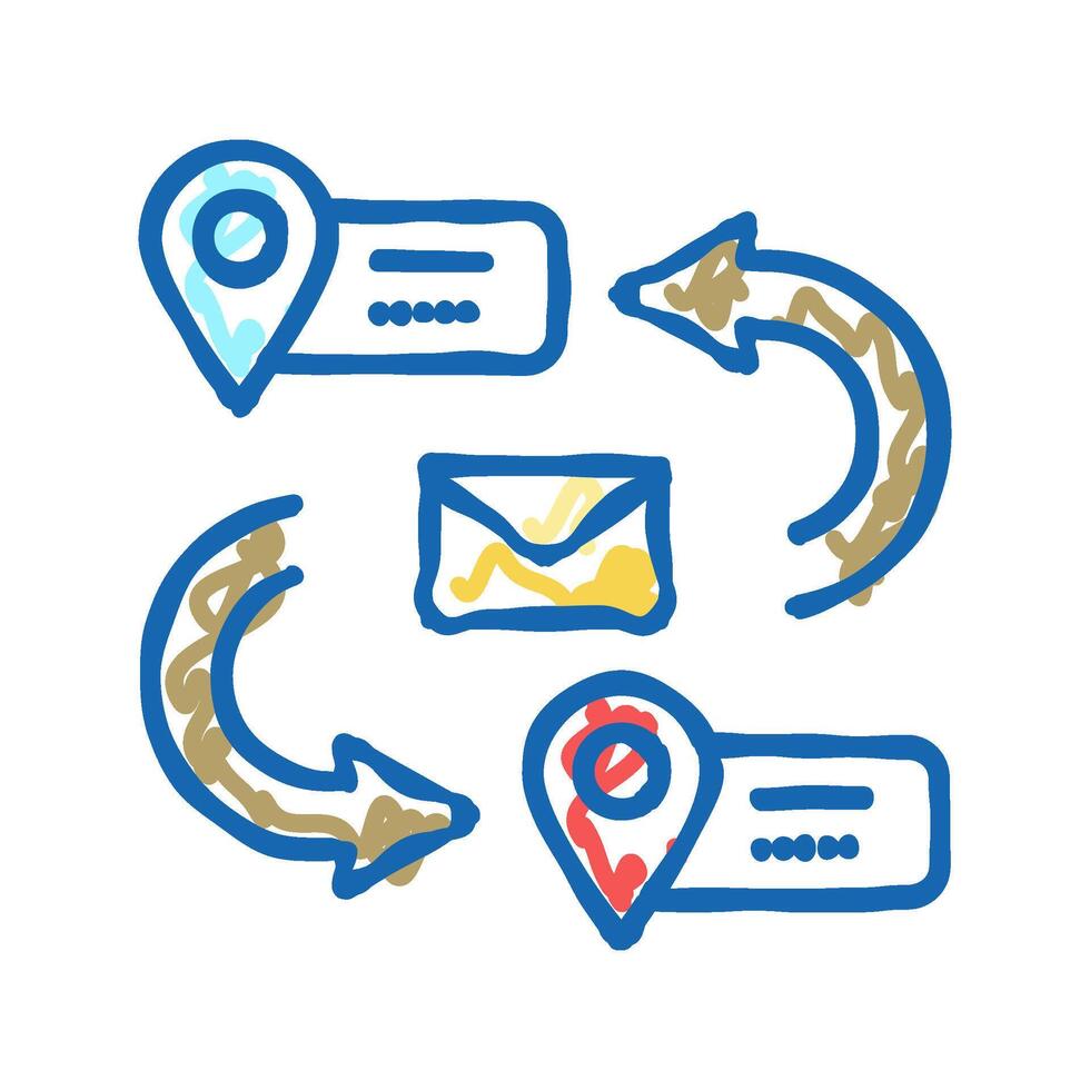 address for sending letter icon doodle illustration vector