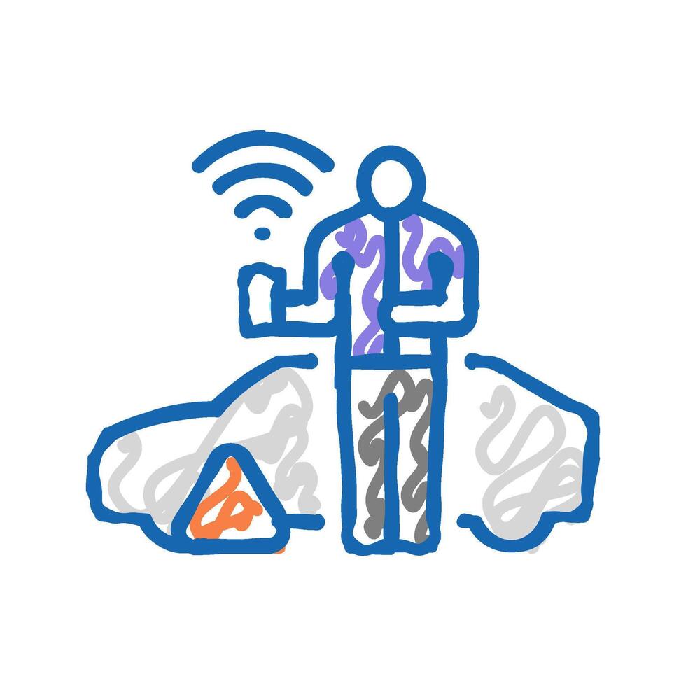 highway assistance icon doodle illustration vector