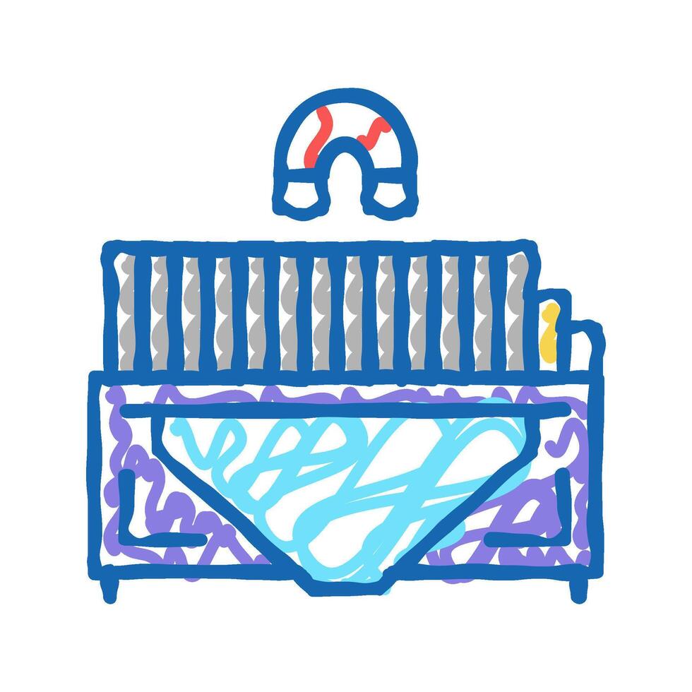sorting metal garbage machine icon doodle illustration vector