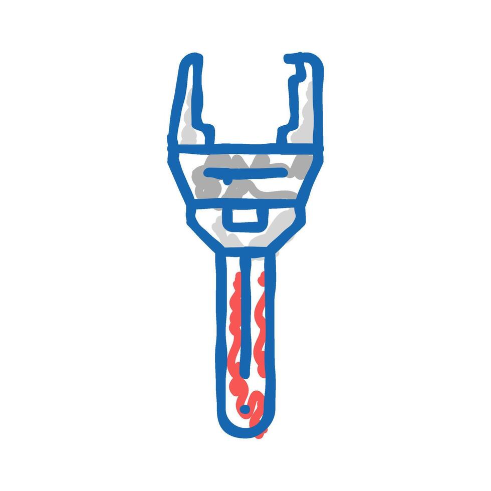 plumbers wrench tool icon doodle illustration vector