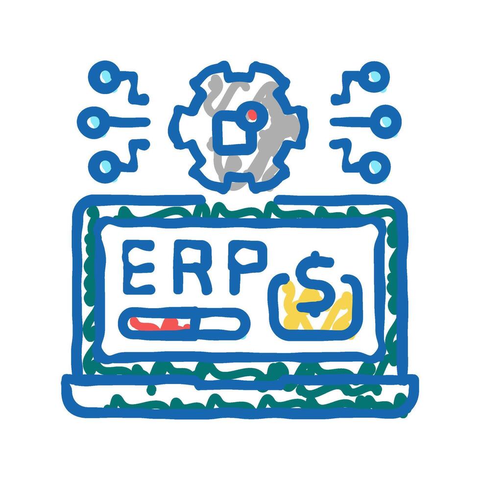 erp digital business icon doodle illustration vector