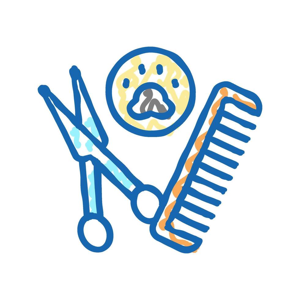 grooming accessories dog icon doodle illustration vector