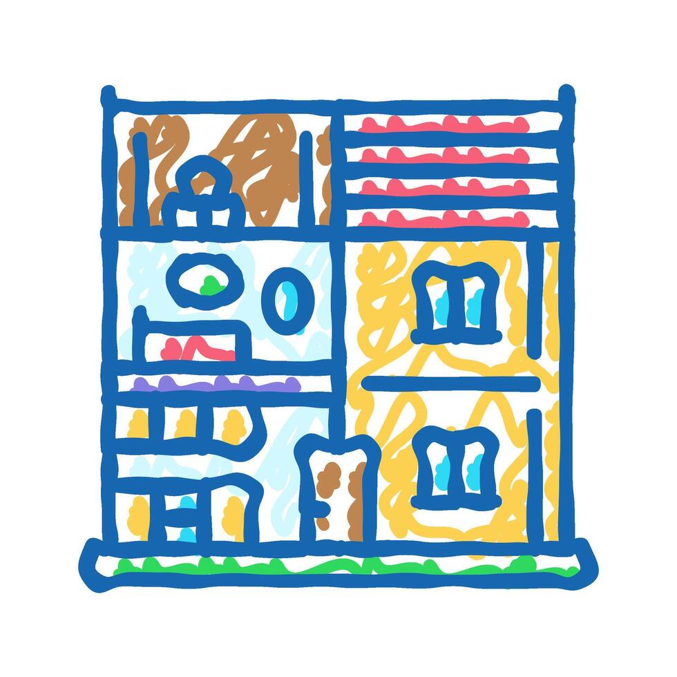 dollhouse toy child game play icon doodle illustration vector