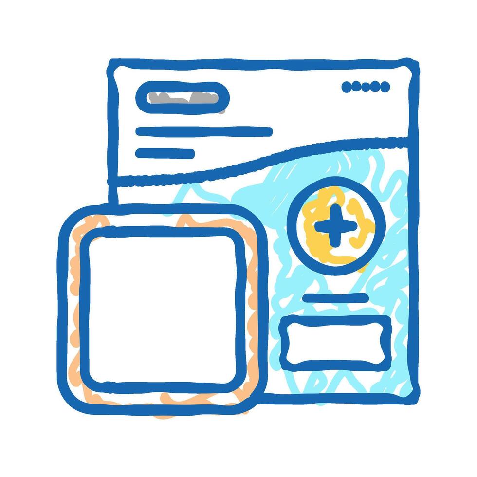 absorbent compress dressing first aid icon doodle illustration vector