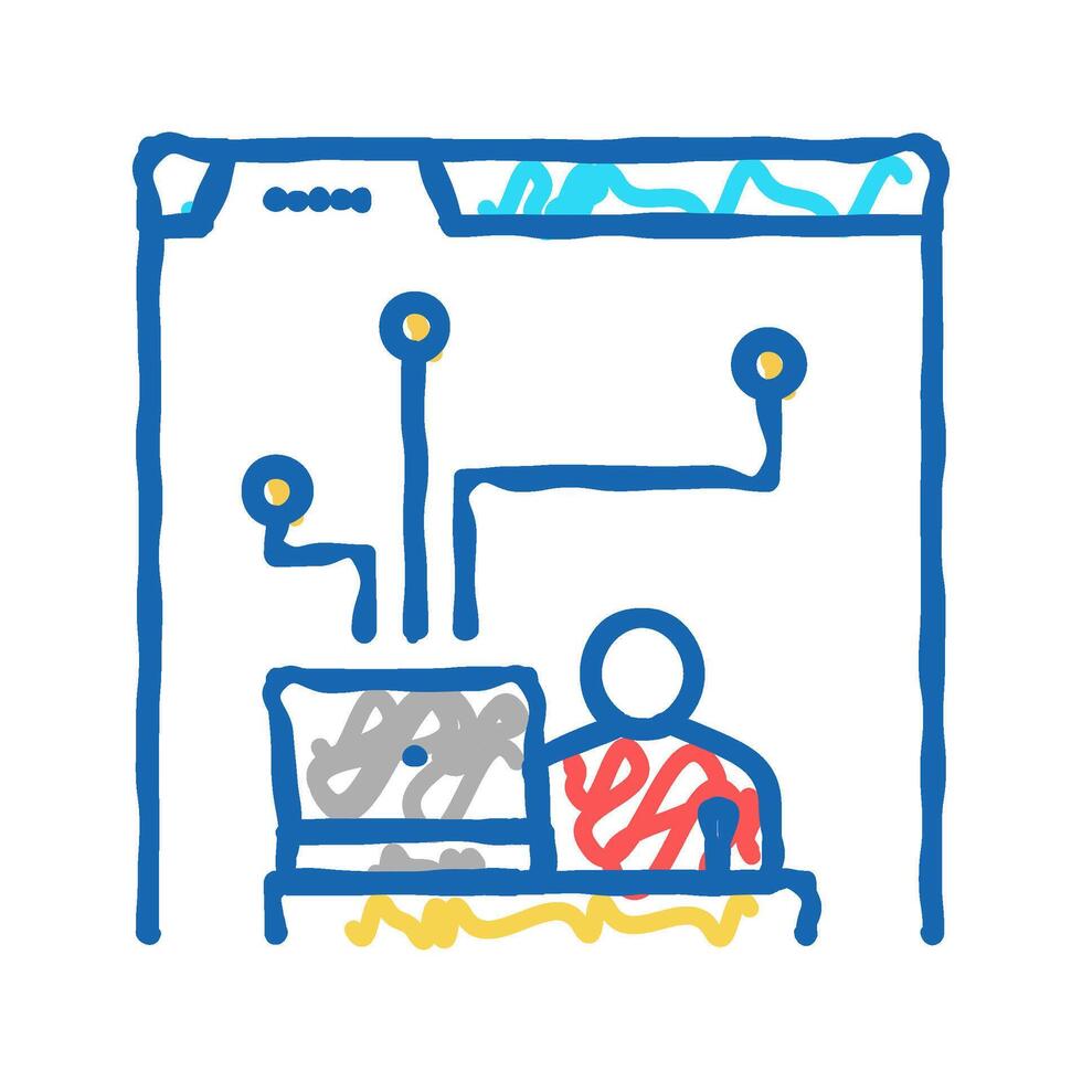 developer working and codding program icon doodle illustration vector