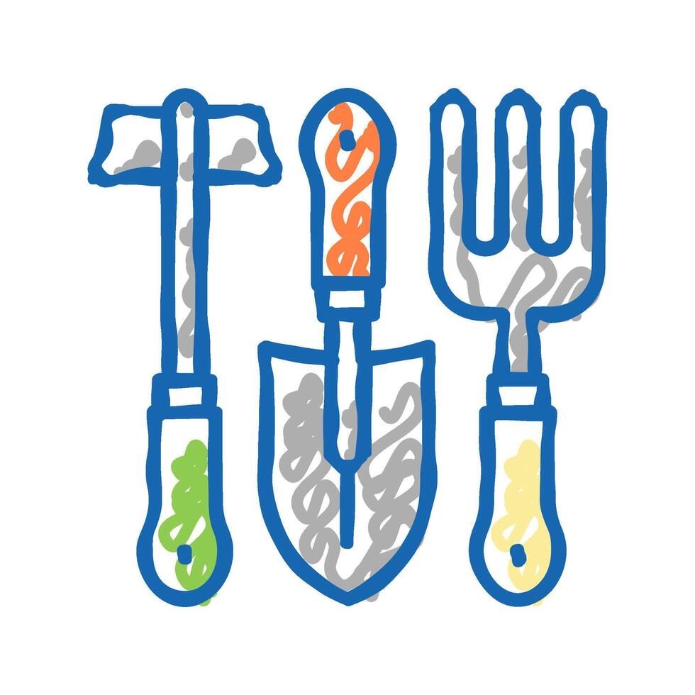 instrument set for gardening icon doodle illustration vector