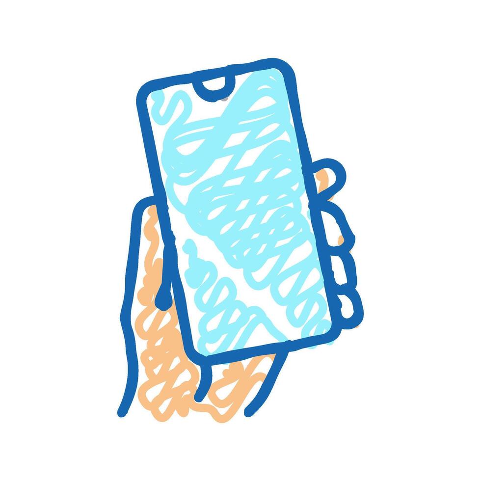 smartphone gadget in hand icon doodle illustration vector