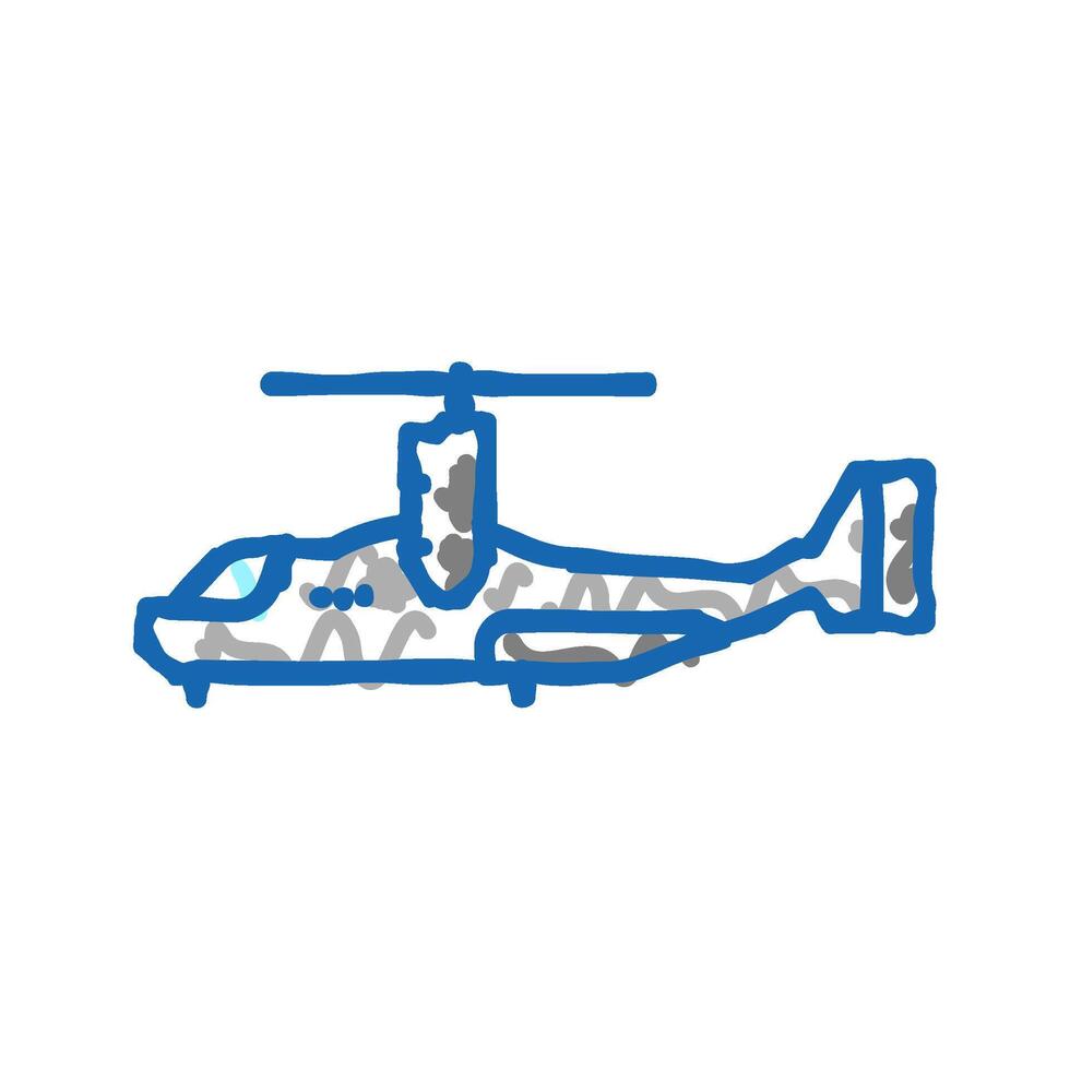 tiltrotor airplane aircraft icon doodle illustration vector