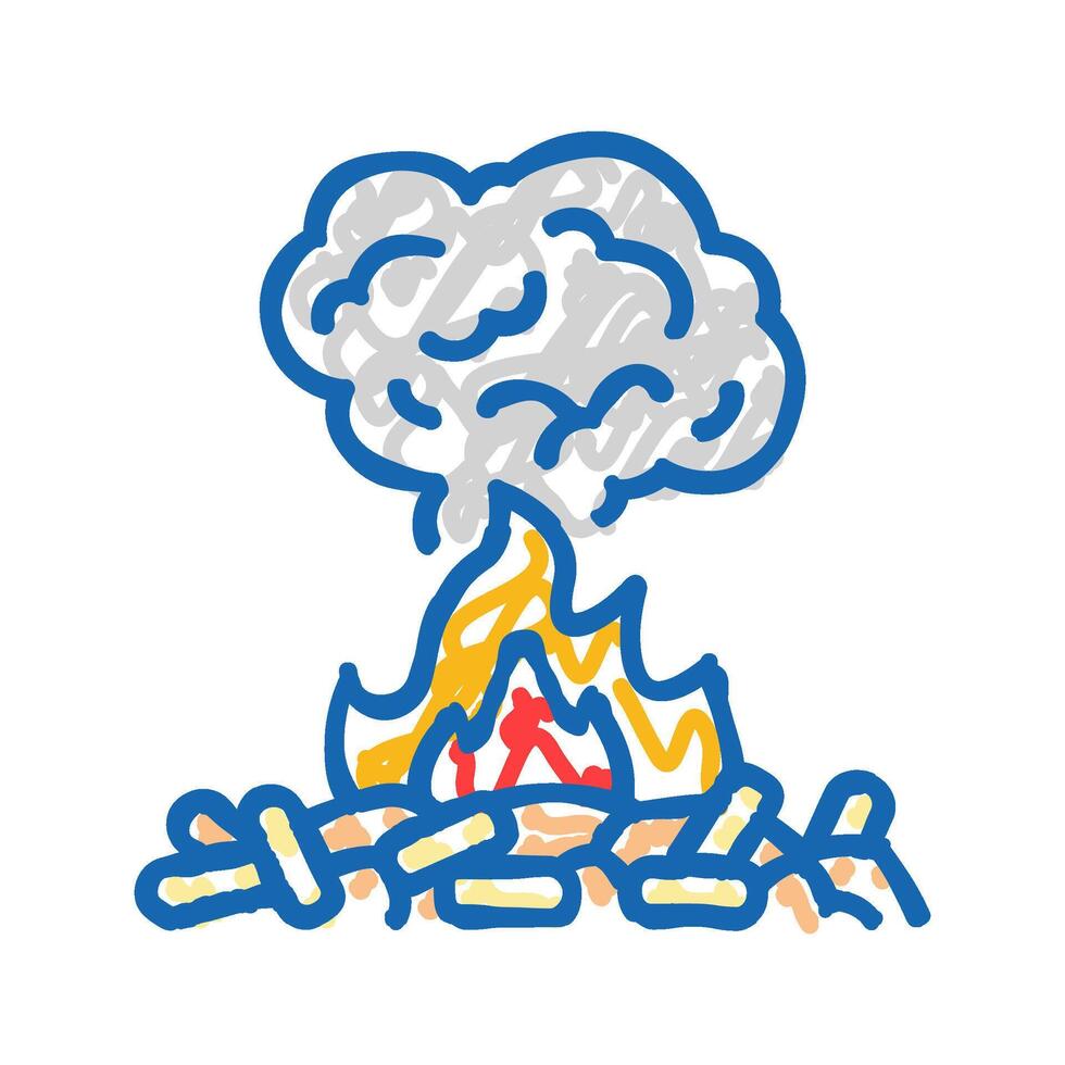 emissions wood pellets icon doodle illustration vector