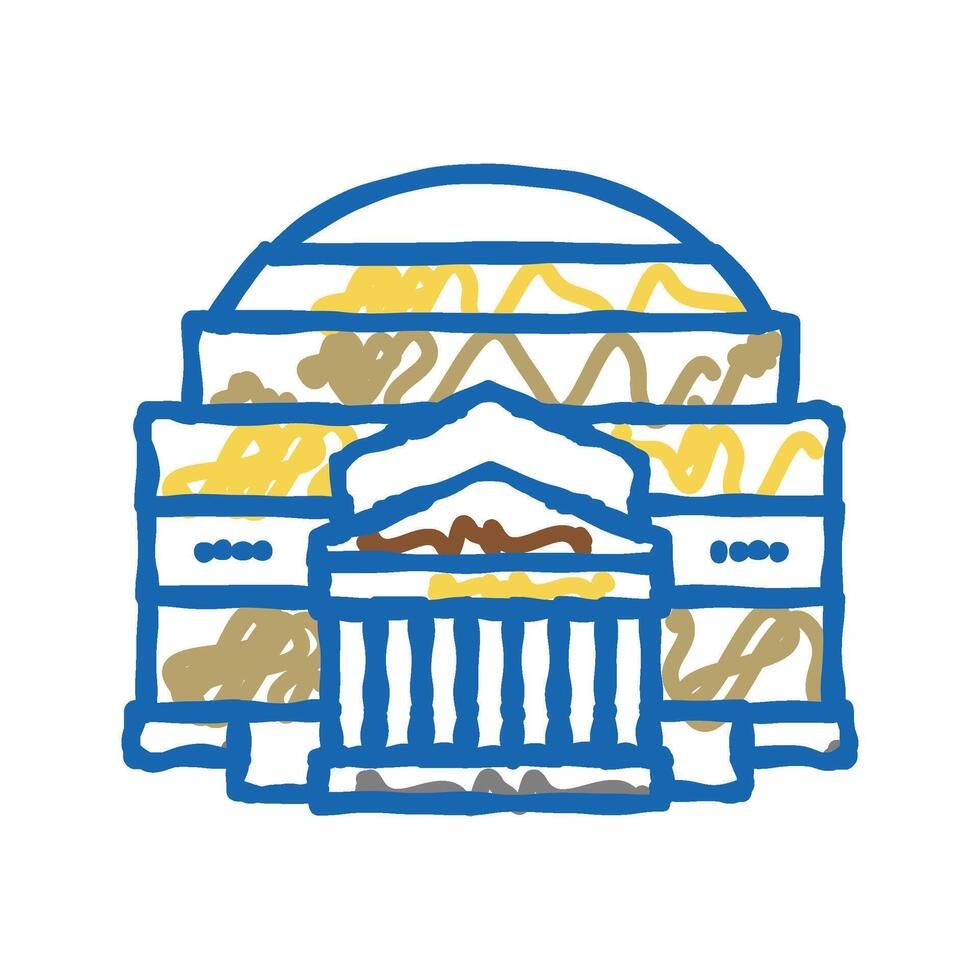 pantheon ancient rome building icon doodle illustration vector