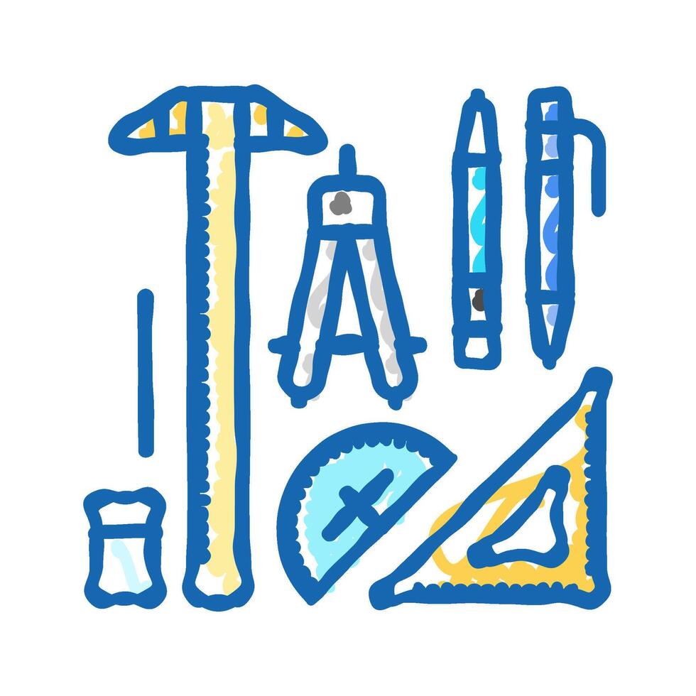 drafting tools architectural drafter icon doodle illustration vector