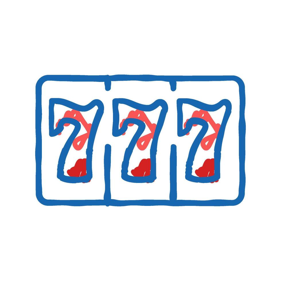 seven slot game icon doodle illustration vector