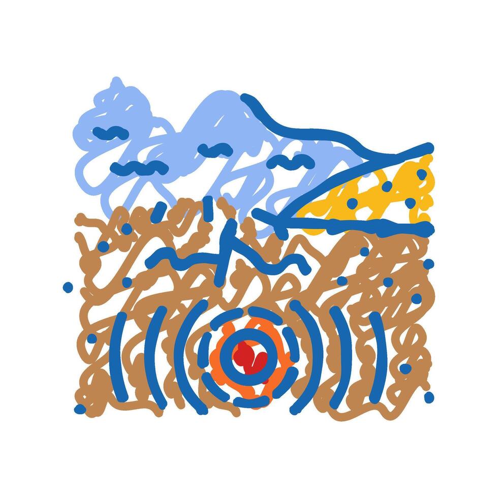 tsunami earthquake icon doodle illustration vector