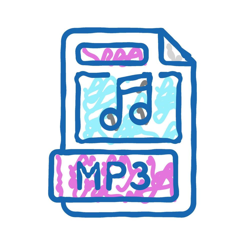 mp3 file format document icon doodle illustration vector