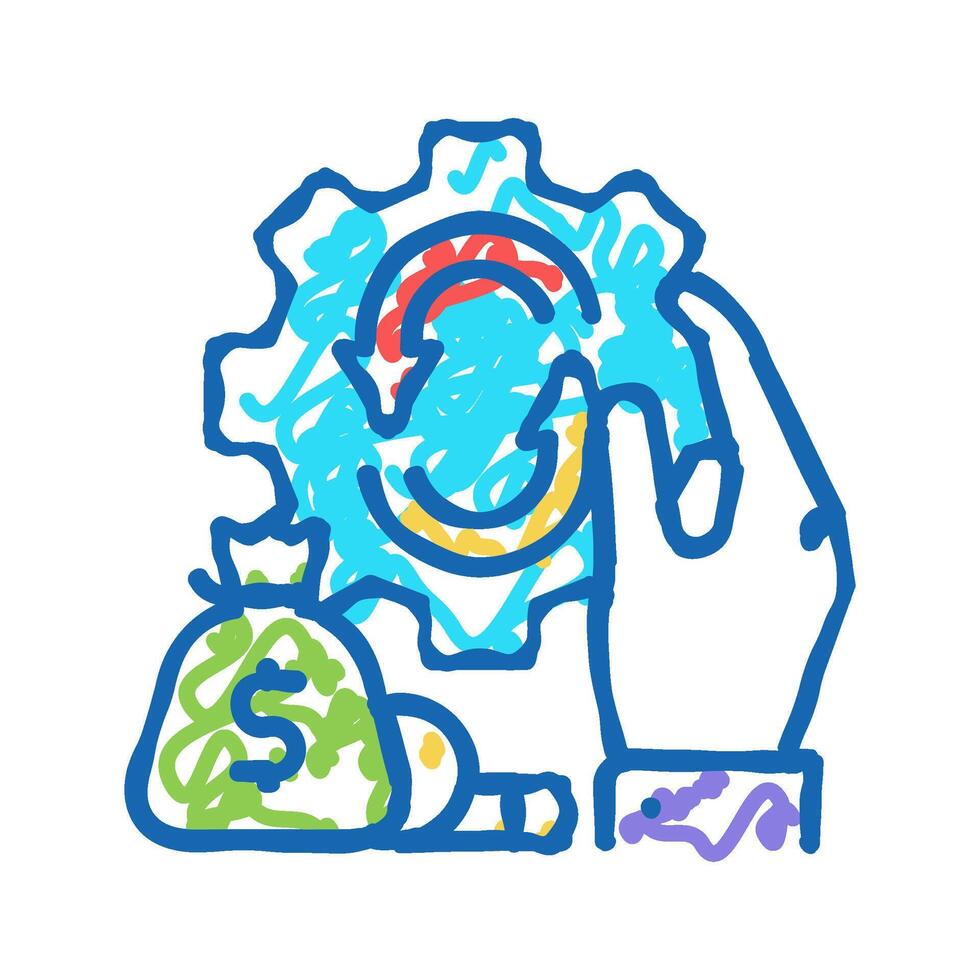 finance optimize icon doodle illustration vector