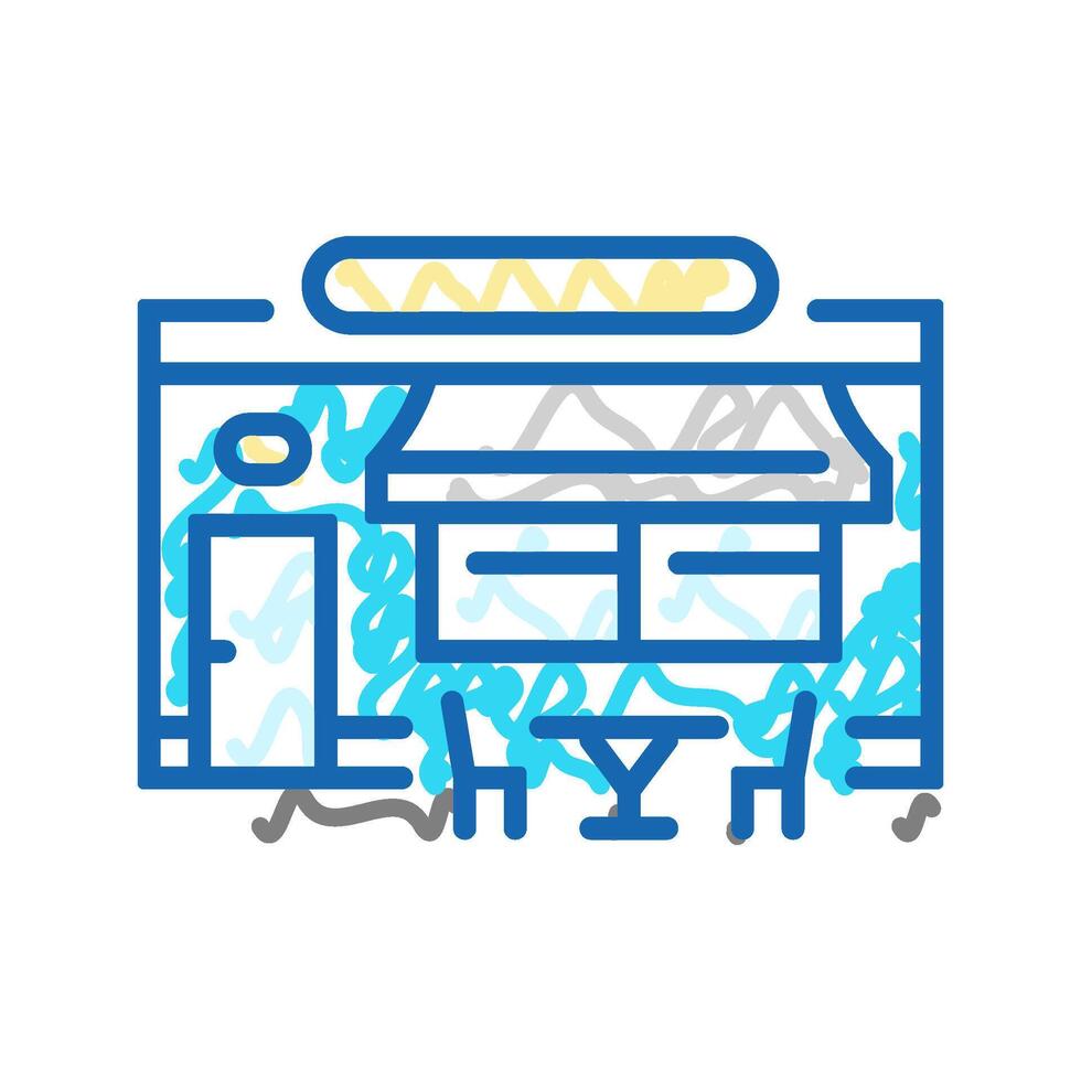 sidewalk street food cafe icon doodle illustration vector