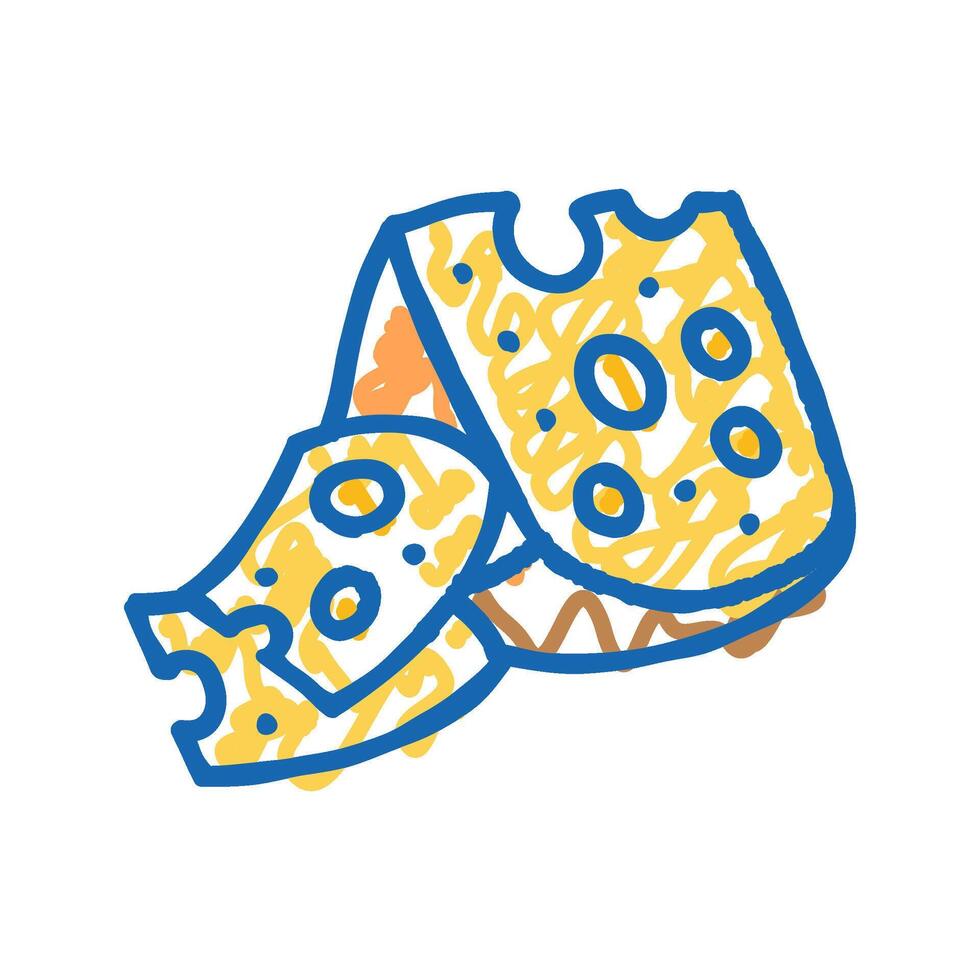 swiss cheese food slice icon doodle illustration vector