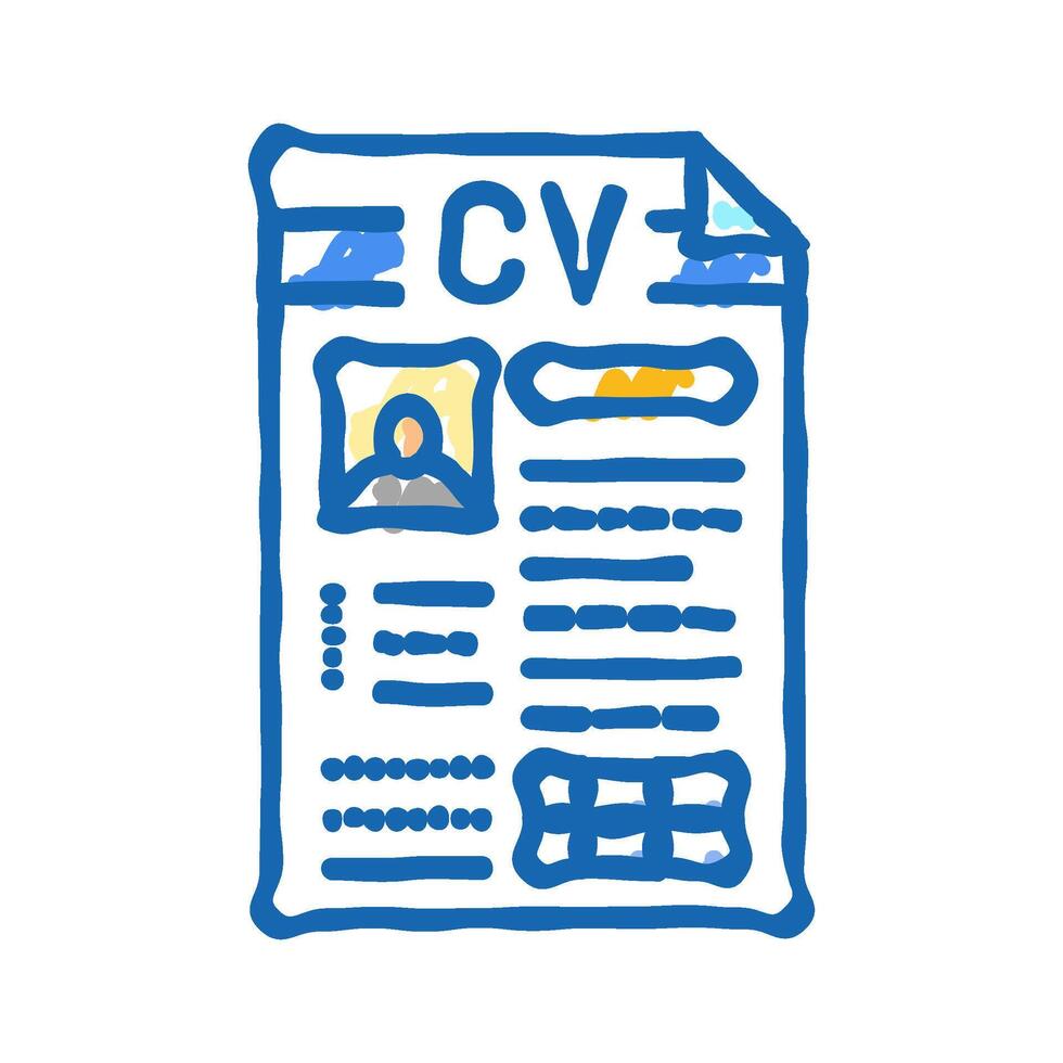 resume document interview job icon doodle illustration vector