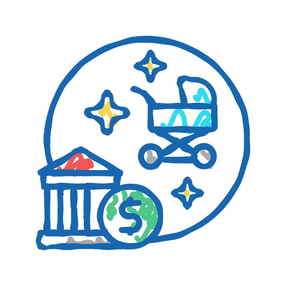 childbirth benefits icon doodle illustration vector