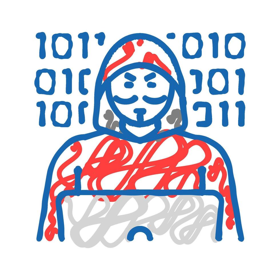 anonymous attacker cyberbullying icon doodle illustration vector